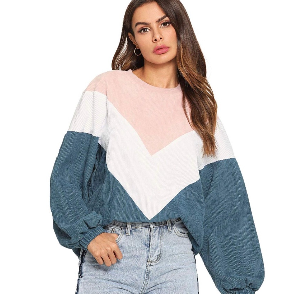 Romwe loose roundneck pullover sweatshirt